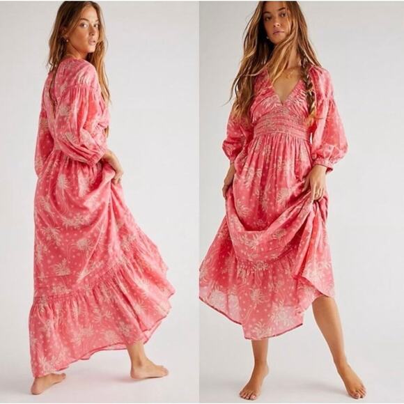 slim fit dress slacks FREE PEOPLE Floral GOLDEN HOUR Print Maxi Dress  Silver Accents